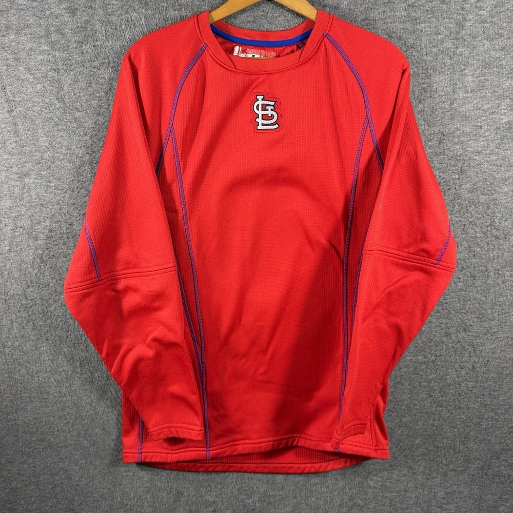 Majestic St Louis Cardinals Adult On-Field Fleece Lined Practice Pullover Red S